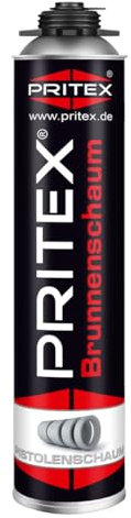 PRITEX – Brunnenschaum 1 x 750 ml zur Montage von Brunnenschachtringen & Rohrelementen – Pistolenschaum mit sehr guter Haftung & hoher Beständigkeit – Bauschaum für Montagepistole