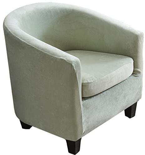 JHLD Terciopelo Funda De Sillón Tub Chair, 2 Piezas Elásticas Funda De Sillón Chesterfield Elástico Funda De Sofá para Silla De Club con Parte Inferior Elástica para Sala De Estar-Verde-2 Piezas