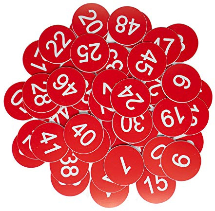 Nummernschilder aus Kunststoff, graviert, ohne Loch (1 bis 200, rot)