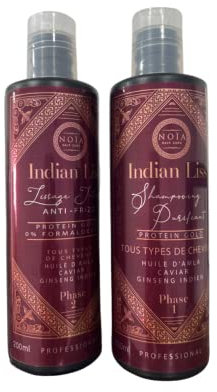 LISSAGE NOIA HAIR - INDIAN LISS - AMLA,HUILES AMAZONIENNES & GINSENG INDIEN - PROTEIN GOLD - 200ML POUR 2 UTILISATIONS