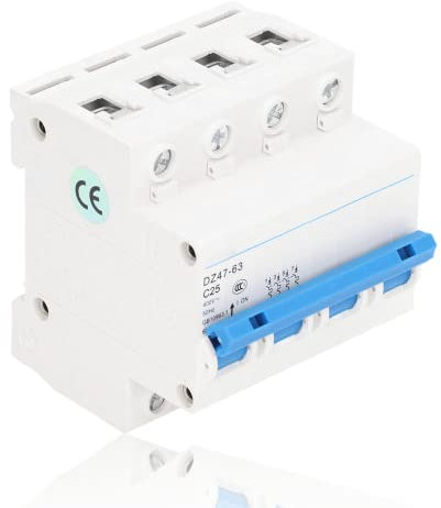 DZ4763 C25 4P Leitungsschutzschalter, 25A 400V 6000A Schaltleistung Leistungsschalter für DIN Schienenmontage Mit Überlast und Kurzschlussschutz Für Büro und Wohngebäude