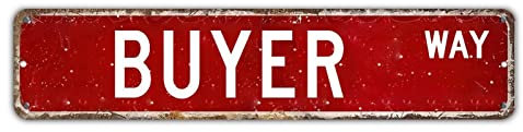 NABRAND Metall-Blechschild für Käufer, Ölfarbe, Way-Serie, einfarbig, rot, für Innen- und Außenbereich, UV-geschützt, Aluminium, Garagenschild, einfach zu montieren, für Arbeit, Geschäft, Büro,
