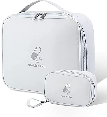 TZQFROCE 2 Piezas Bolsa Vacía de Médica Vacio Botiquín de Primeros Auxilios Bolsa de Medicamentos para Casa Deportes Trabajo Camping Senderismo Viaje - Gris