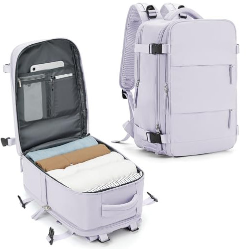 SZLX Mochila Viaje Cabina Avion 40x20x25 Mujer Ryanair Equipaje de Mano Easyjet Maletas de Viaje Cabina para Portatil 14 Pulgadas Impermeable Bolsa de Viaje Hombre para Trabajo,Escuelas,Morado