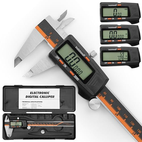 SAFEHITCH - Digital Vernier Caliper - Inches - MM - Inch Fraction Conversion - Extra Large LCD Screen - 0-155mm - 100th/MM Accuracy