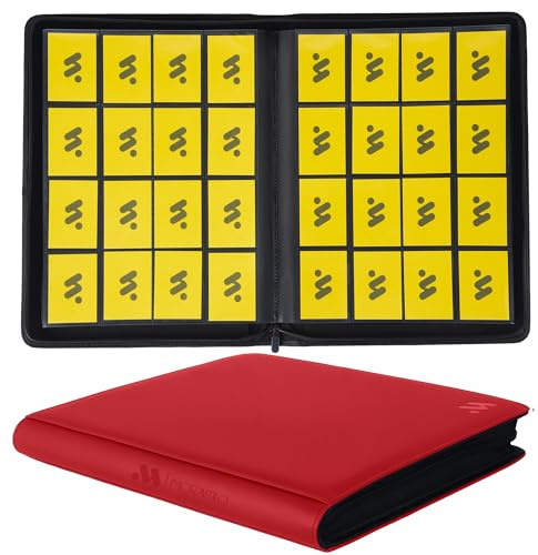 MORABTO Premium 1 000 + fickor kortpärmar, 16 fickor samlarkort pärm ringlös sidoladdning samlarkort album mapp för TCG – röd