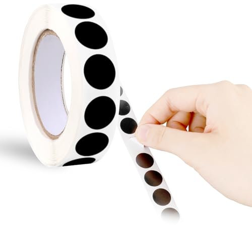 cobee Klebepunkte Schwarz Aufkleber Rund zum Beschriften 13mm, 1000 Stück Runde Aufkleber Wasserfeste Kreisförmige Aufkleber Selbstklebend Rolle kleine Klebepunkte Etiketten für Büro Zuhause
