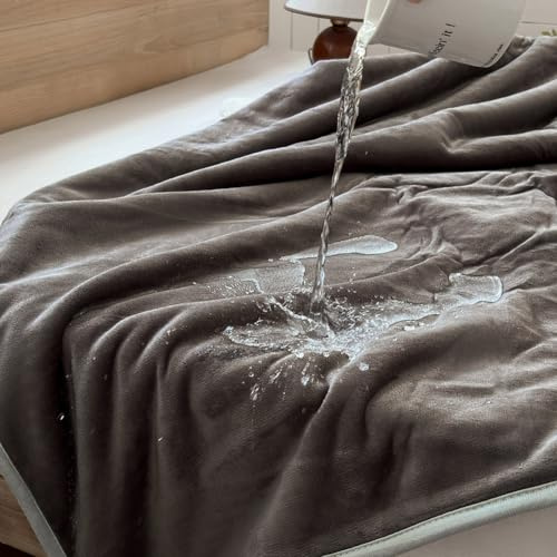 NSNLGSGC Waterproof Blanket Throw for Bed Intimacy Single, Single Size Splash Blankets, Water Proof Flannel Squirt Blanket, Up to 60 oz(Gray, 127 * 152cm)