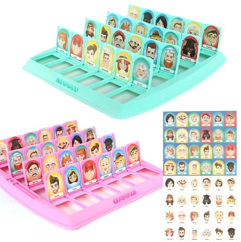 Bssowe Jeu de Société Classique, Jeu de Devine Qui Je suis, Jeu de Société pour Enfants en Famille, Qui suis Je, Jeu de Devinettes Raisonnement Cartes à Deviner Jeu Jouet, pour Enfants (Rose)