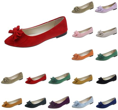 Womens Slip On Ballerina Size 5 Formal Casual Pumps Work Smart Office Comfort Shoes Pointed Toe Flats Shoes Ladies Ballet Ballerina Womens Ballet Shoes Red