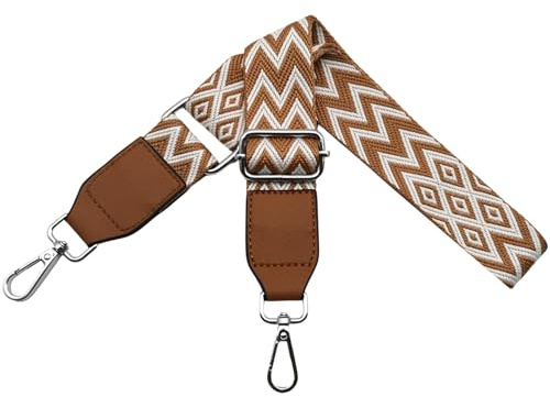 Correa para Bolsos Bandolera Correa de Hombro Bandolera Correa Ajustable con Cuero, 3.8cm Anchura con Mosquetón Plateado para Bolsos Cruzados Mano, Marrón, W07