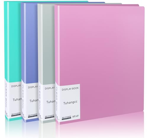 Tuhangcc 30-Pocket Binder with Plastic Sleeves with Clear Sheet Protectors 8.5x11, Heavy Duty Art Portfolio Folder, Presentation Book Display 60 Pages of Document Organizer(Multicolor)