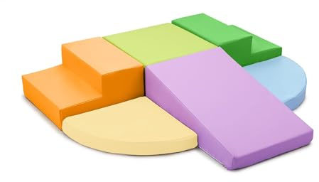 Wilwolfer Schaumstoff Bausteine Kinder Klettern Indoor: 6 Softbausteine Riesenbausteine Spielbausteine - Weiche Bausteine Baby Montessori Großbausteine Kletterspielzeug Outdoor Doppelte Treppe-Set