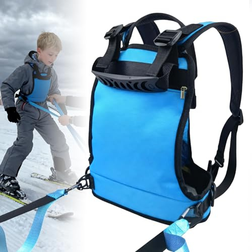 Harnais de ski et de snowboard pour débutants, pour enfants, ski et snowboard, figurine de ski bleue pour enfants, sangle d'entraînement de ski de qualité supérieure, harnais robuste pour chiens pour