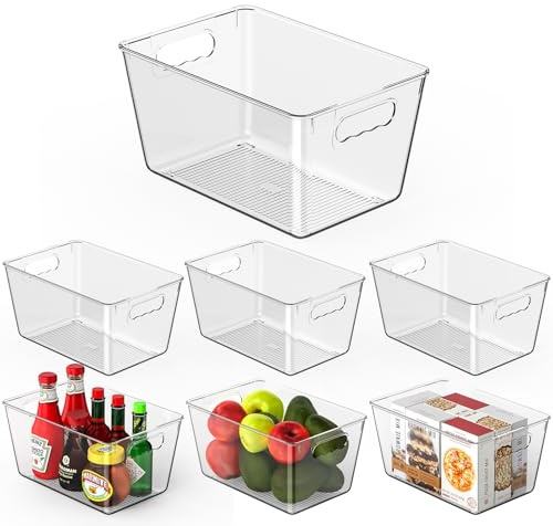 KJIXYUNG Set di Organizer per Frigorifero, Organizer da Cucina, Scatole di Conservazione per Frigorifero, Armadio, Dispensa, Snack, Lattine Senza BPA (6 Pezzi, L(29x19x15CM))