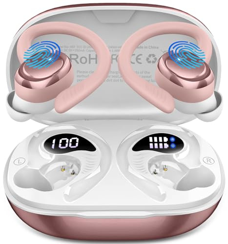 Wireless Headphones Sport, 3D-Stereo Bluetooth 5.4 Earbuds Deep Bass in Ear Buds, 4 ENC Noise Cancelling Mic Earphones, 50+Hrs USB-C IP-X7 Waterproof Headset Android iOS for Running Workout Gym
