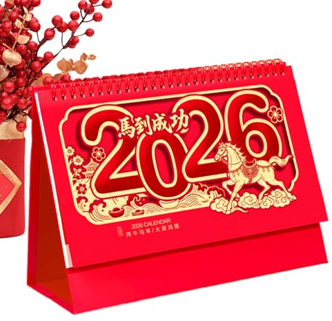 Calendario de Escritorio 2026 Planificador Mensual Chino De Buena Suerte