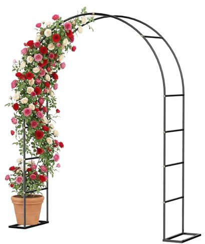 Forever Speed Arco per Rose in Metallo con Base Rimovibile, Arco Giardino Arco Rampicanti 230 x 180 x 38 cm per Decorazione da Giardino e Matrimoni - Nero (1 Pezzi)