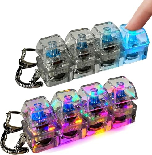Lot De 2 Clavier Anti Stress Lumineux, Fidget Toys Anti Stress 4 Boutons, Antis Stress Porte-CléS, Design Amusant,Type Universel Jouet Anti Stress, pour Voyages,Objets DéCoration Cadeaux Originaux