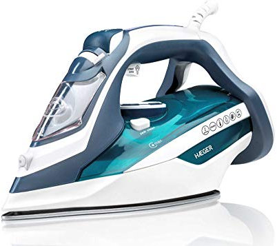 HAEGER Ultra Steam 2800 - Plancha de Vapor de 2800W, Base en cerámica, con Sistemas Anti-Goteo, antical y de Auto-Limpieza.