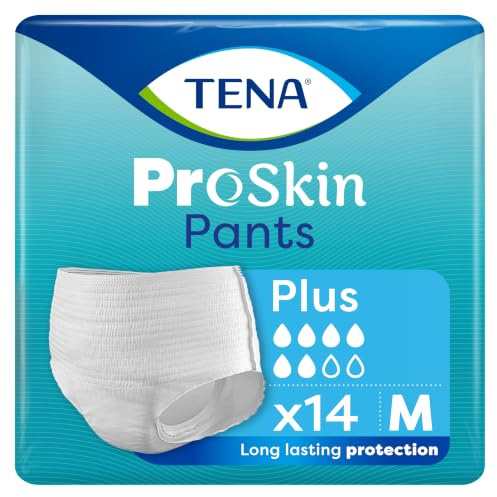 Tena ProSkin Pants Plus, Incontinence Underwear, Medium (14 Count) | Incontinence Underwear for Men & Women, Moderate to Heavy Leakage, Fast Absorption, Odour Control & Triple Skin Protection