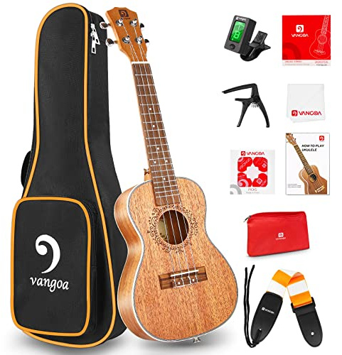 Ukulele Concert Mahogany Bundle 23 inch Ukelele for Beginners Adults Professional Four String Wooden Hawaiian Starter Uke Kit, by Vangoa