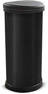 CURVER Metal Effect One Touch Deco Bin, Recycled Plastic, Hardwearing & Easy to Clean, 40 Litres, Black