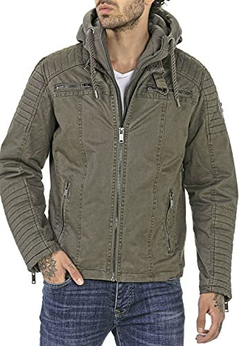 Redbridge Jacke für Herren Winterjacke Übergangsjacke mit Kapuze Gesteppt Biker-Jacke Khaki XL