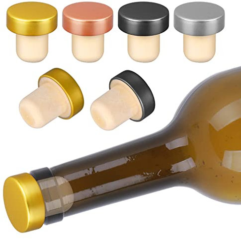 Abeillo Tappi per Vino a Forma di T, 24 Tappi per Bottiglie di Vino Riutilizzabili Tappi per Bottiglie di Vino e Birra Artigianali (Oro, Argento, Oro Rosa, Nero)