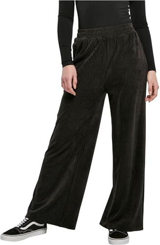 Urban Classics Pantalones de chándal Rectos Acanalados de Terciopelo para Mujer, Negro, M