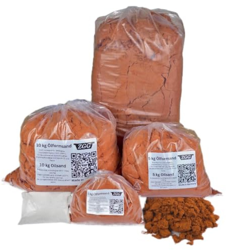 ZGG Oljesand för att bygga sandformar 1-25 kg + 100-500 g talk gratis, för lätt och tung metallgjutning (25 kg + 500 g talk gratis)