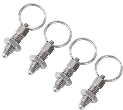 OSALADI 4 anillos de tracción, perno de bloqueo, pasador de posicionamiento, anillos, perno de bloqueo, con anillo de tracción, empujador de botón de acero inoxidable, muelle de acero inoxidable,