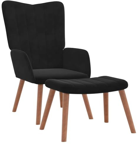 vidaXL Chaise de Relaxation avec Repose-Pied Siège de Relaxation Chaise de Détente Fauteuil de Salon Salle de Séjour Maison Noir Velours