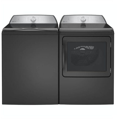 GE Profile PTW700BPTDPR Gray Top Load High Efficiency Smart 5.4 Cu. Ft. Washer/7.4 Cu. Ft. Electric Steam Dryer Laundry
