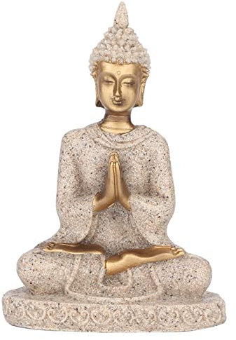 Buddha-Statue, Figuren, Meditation, Sandstein, Dekoration, Ornament, sitzende Skulptur, handgefertigte Figur, Miniaturen, Ornament, Zuhause, kleine sitzende Schnitzerei, Handwerk für Büro,
