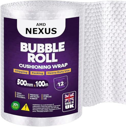 AMD Nexus 500m X 100m Bubble Wrap - Premium Quality Roll for House Moving, Shipping Storage & Packaging Essentials - Made in UK Durable Protective Air Wrap