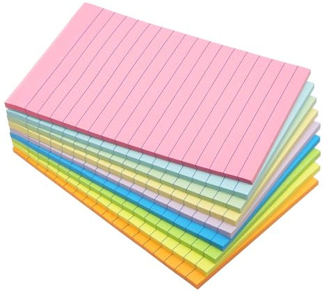 Qiseven Haftnotizen, 9 Pastellfarben, 100 x 150 mm, 315 Stück, Super Haftkraft, Groß, Liniert, Vielfältig verwendbar