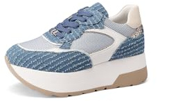 QUEEN HELENA Zapatillas de plataforma altas casuales ligeras para mujer, X32-34, turquesa, 35 EU