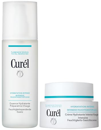 Curél Vorteilsset - Intensive Feuchtigkeitspflege - Inhalt: Feuchtigkeitsspendende Essenz, 150 ml + Gesichtspflege Creme, 40 g - Mit Ceramiden - Für trockene, empfindliche Haut