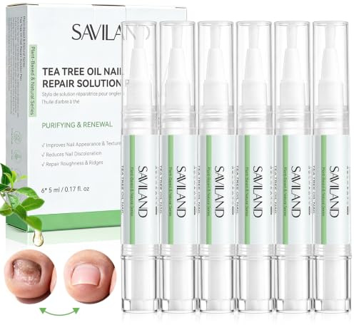 Saviland Teebaumöl Nagelpflege Stift: 6PCS Pflanzliches Nagelöl Stift Pflegendes Nagelhautöl für Zehen Fingernägel Nicht Fettendes Nagelwachstumsöl Zur Reparatur Von Beschädigte Dicken Verfärbte Nägel