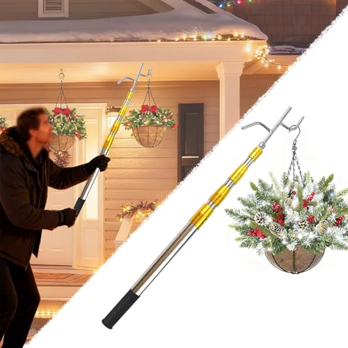 Båtkrokar 63-680 cm Lång Upphängningsstång för Växter, Julbelysningsstång med Hög Lastkapacitet, Båtkrokstänger med Tryckfunktion för Dockning(145-570cm/57-225)