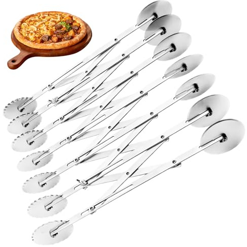 LWLWA 7 Ruote Rotella Tagliapasta, Doppia Testa Taglia Pizza Professionali, Estensibile Affettatrice per Pizza Retrattile, Taglia Pizza Professionali, per Impasti, Fondente