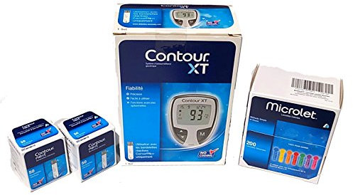 Contour xt - Kit misuratore di glicemia + Contour Next Strisce Reattive per Glicemia 2 x 50 Pezzi + Lancette Microlet 200 unità