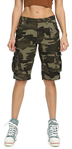Aeslech Pantaloncini Donna Mimetici Militari 6 Tasche Abbigliamento Casual Estivo per Lavoro all'aperto Camo 169 US 2 - IT 38