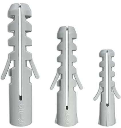 Lot de 300 chevilles murales tout en un multi-usages, 6, 8, 10 mm, chevilles d'expansion brutes de tailles assorties, chevilles murales d'expansion pour fixations de plaques de plâtre