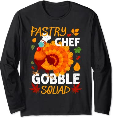 Pastelero Chef Gobble Squad Máscara de Turquía Acción de Gracias a juego Manga Larga