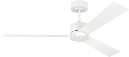 Monte Carlo 3RZR52RZW Rozzen 52 Damp Locations Ceiling Fan with Hand Remote, 3 Blades, Matte White