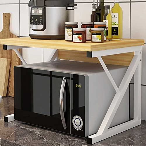 BAKAJI Étagère à Micro-Ondes, Structure en métal avec étagère en Bois MDF Organiseur étagère Porte-Outils de Cuisine, Design Moderne, Dimensions 54 x 35 x 35 x 35 cm