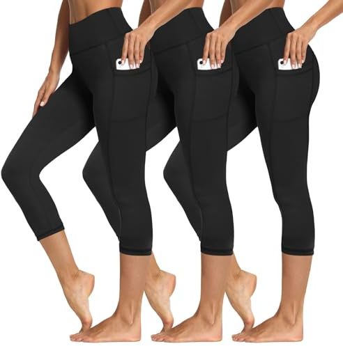 Syrinx 3 Packs Leggings with Pockets for Women, Soft High Waisted Tummy Control Workout Yoga Pants