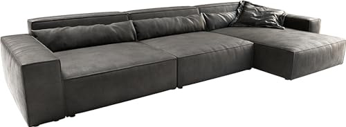 DeLife Canapé d'angle Sirpio XL Cuir synthétique Vintage Anthracite 370x170 cm Recamiere Variable
